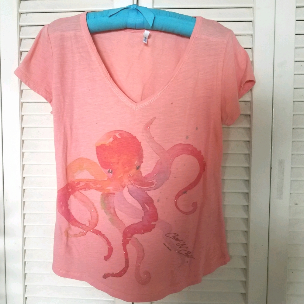 U.S. Apparel V-neck Peach T-shirt S